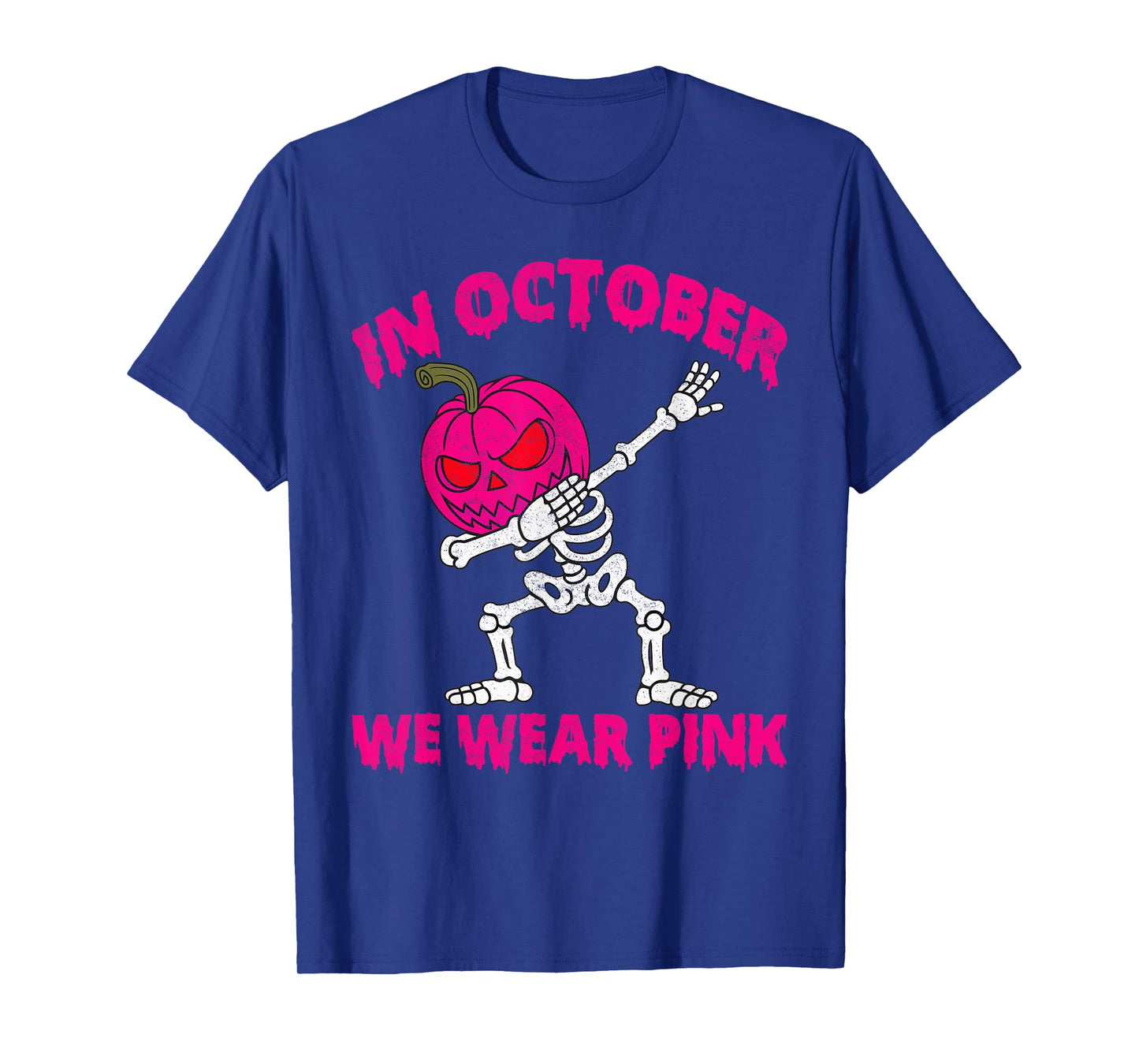 in October We Wear Pink Breast Cancer Pumpkin Halloween Boys T-Shirt