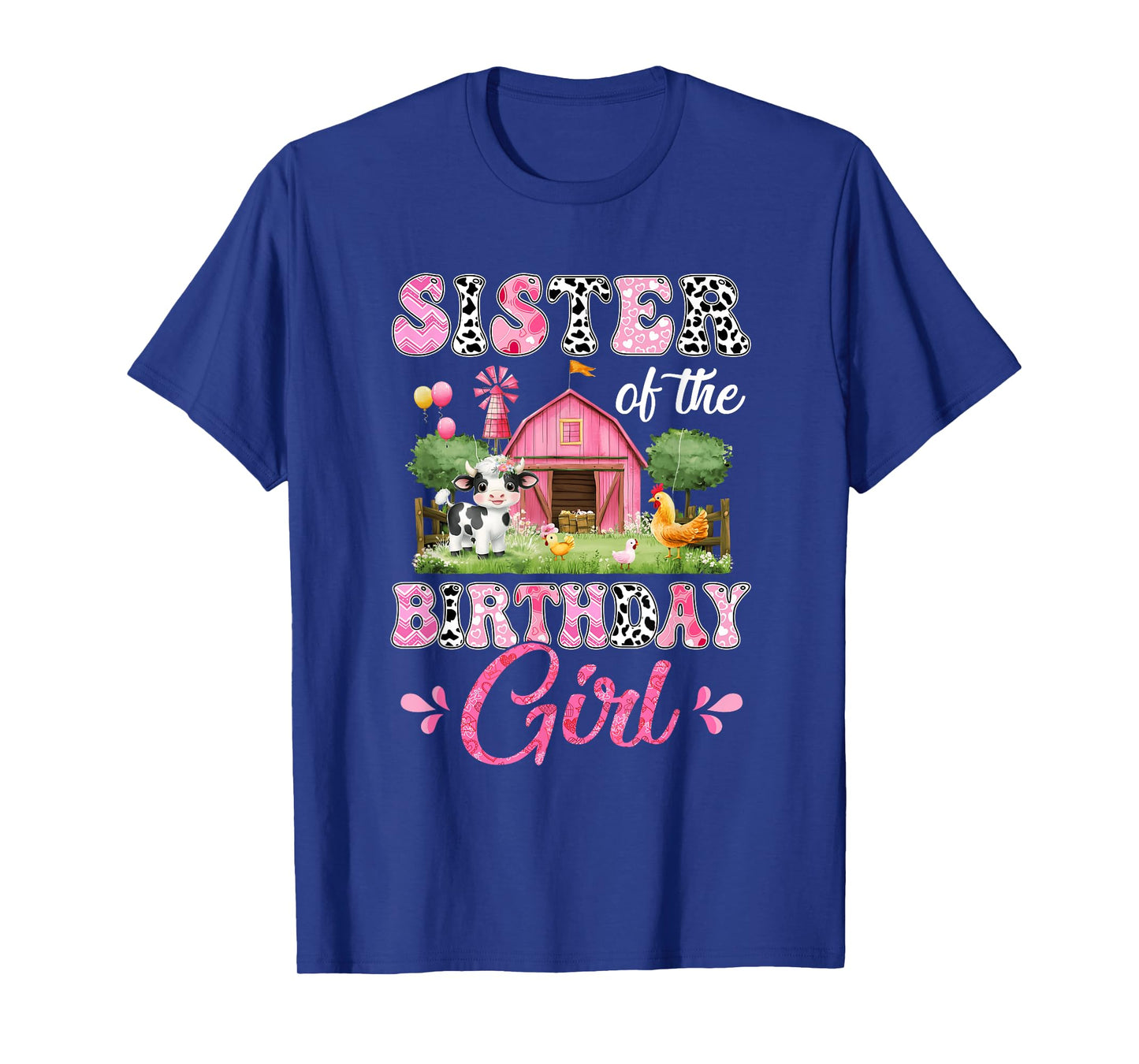 Sister Of The Birthday Girl 1St Birthday Cow Farm Family T-Shirt