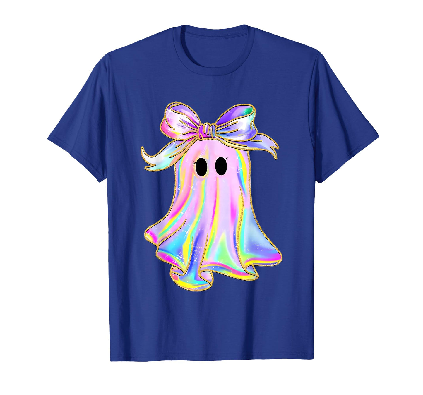 Pastel Galaxy Ghost Halloween Girl Kids Ghost Coquette Bow T-Shirt