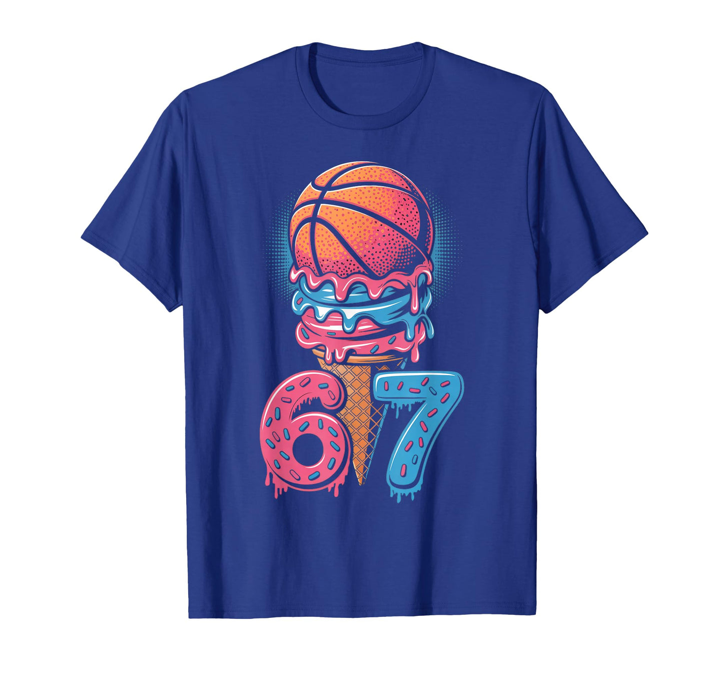 Player 67 Number 67th B-Ball Basketball Ice Cream Drip T-Shirt