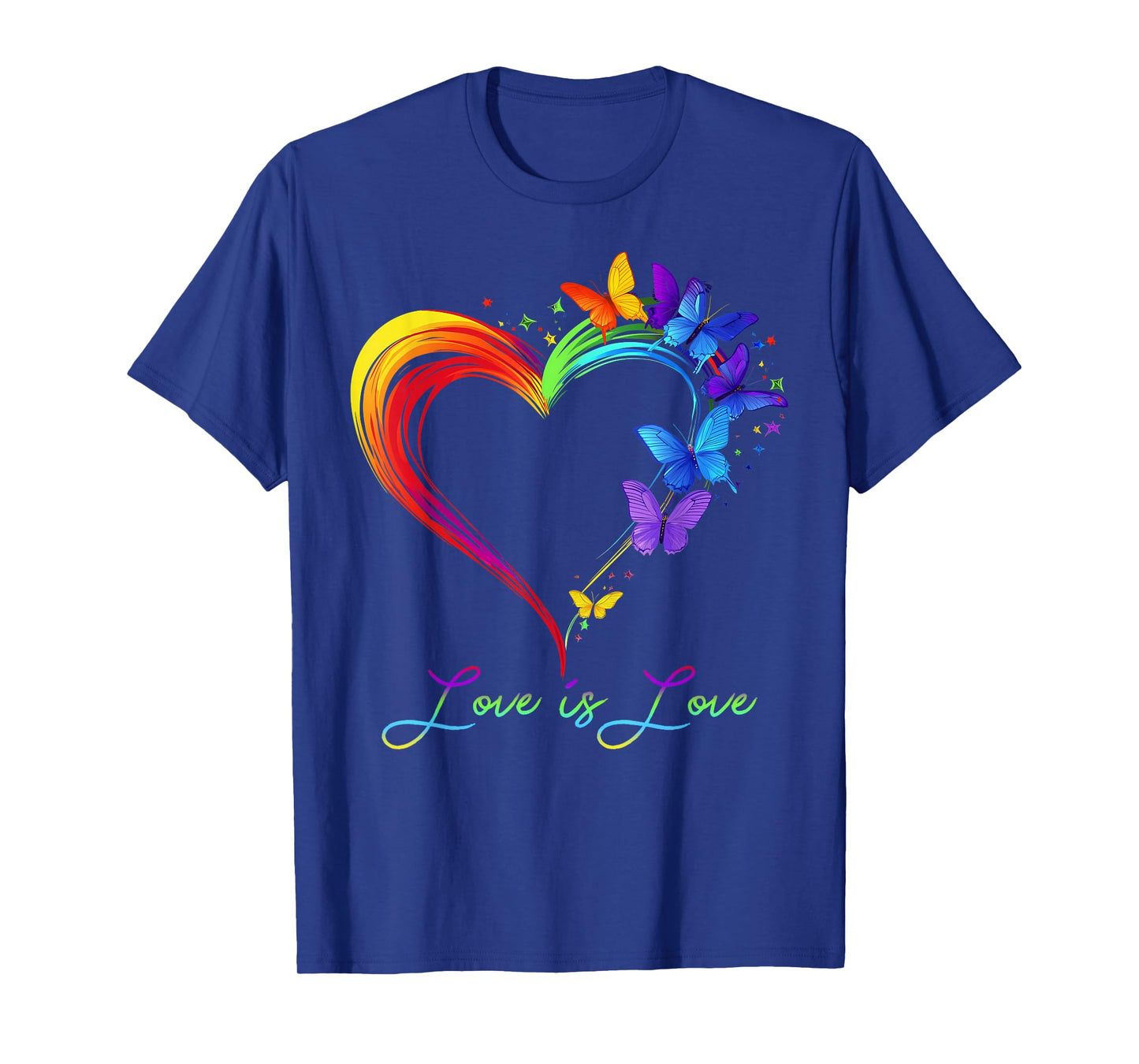 Rainbow Love Is Love LGBT Gay Lesbian Pride Butterfly Heart T-Shirt