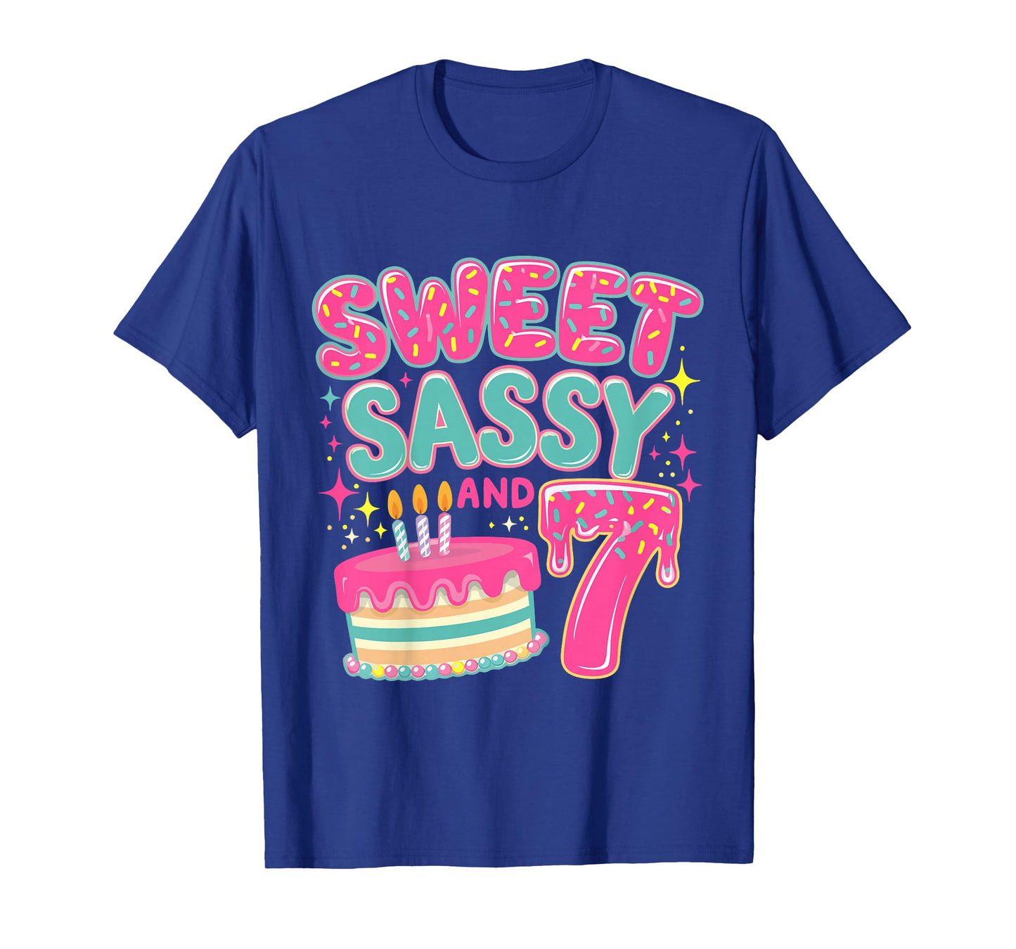 Kids Sweet Sassy and Seven Birthday Girl Donut 7 Year Old T-Shirt