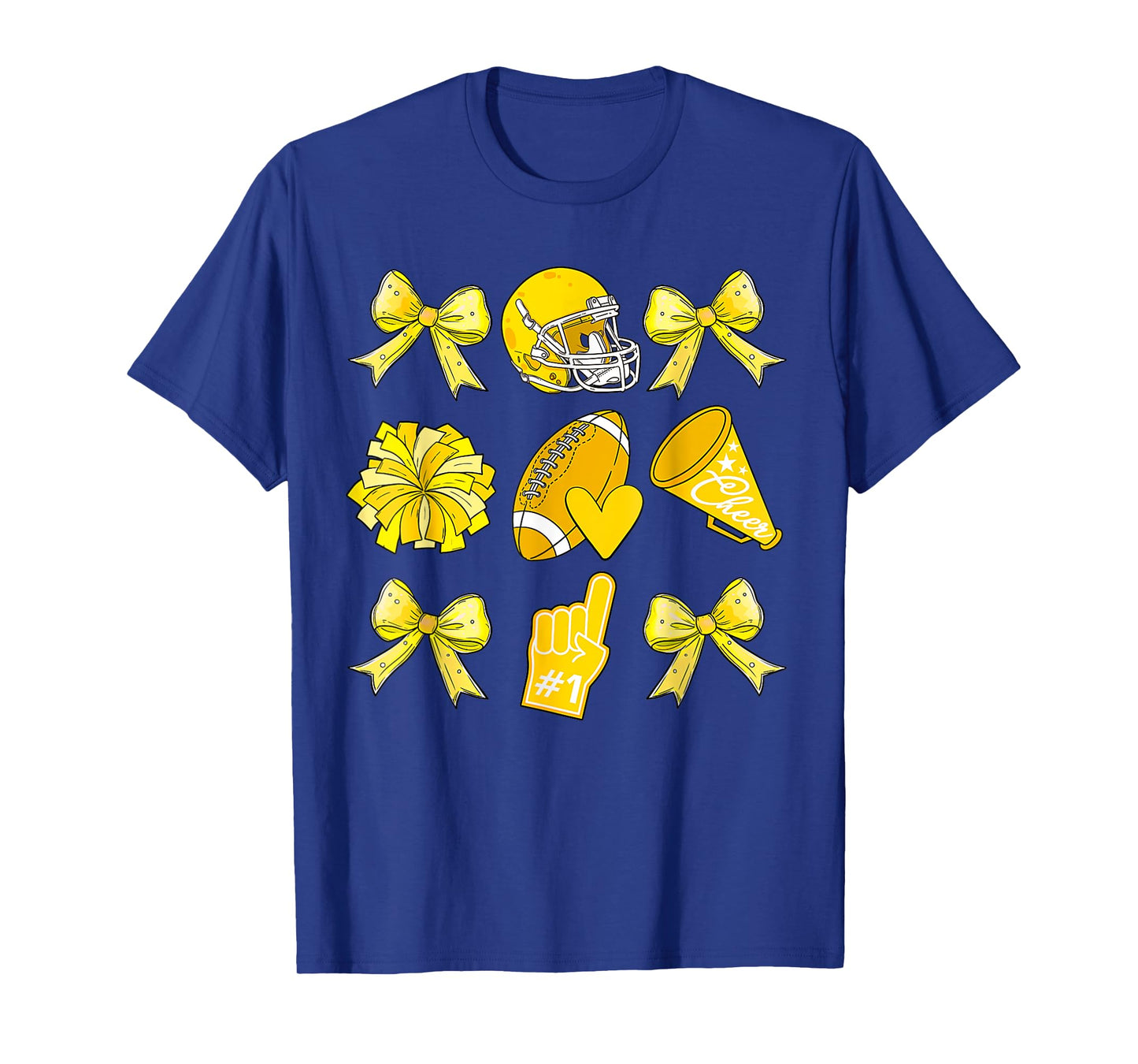 Cheer Football Coquette Bow Game Day Cheerleader Yellow T-Shirt