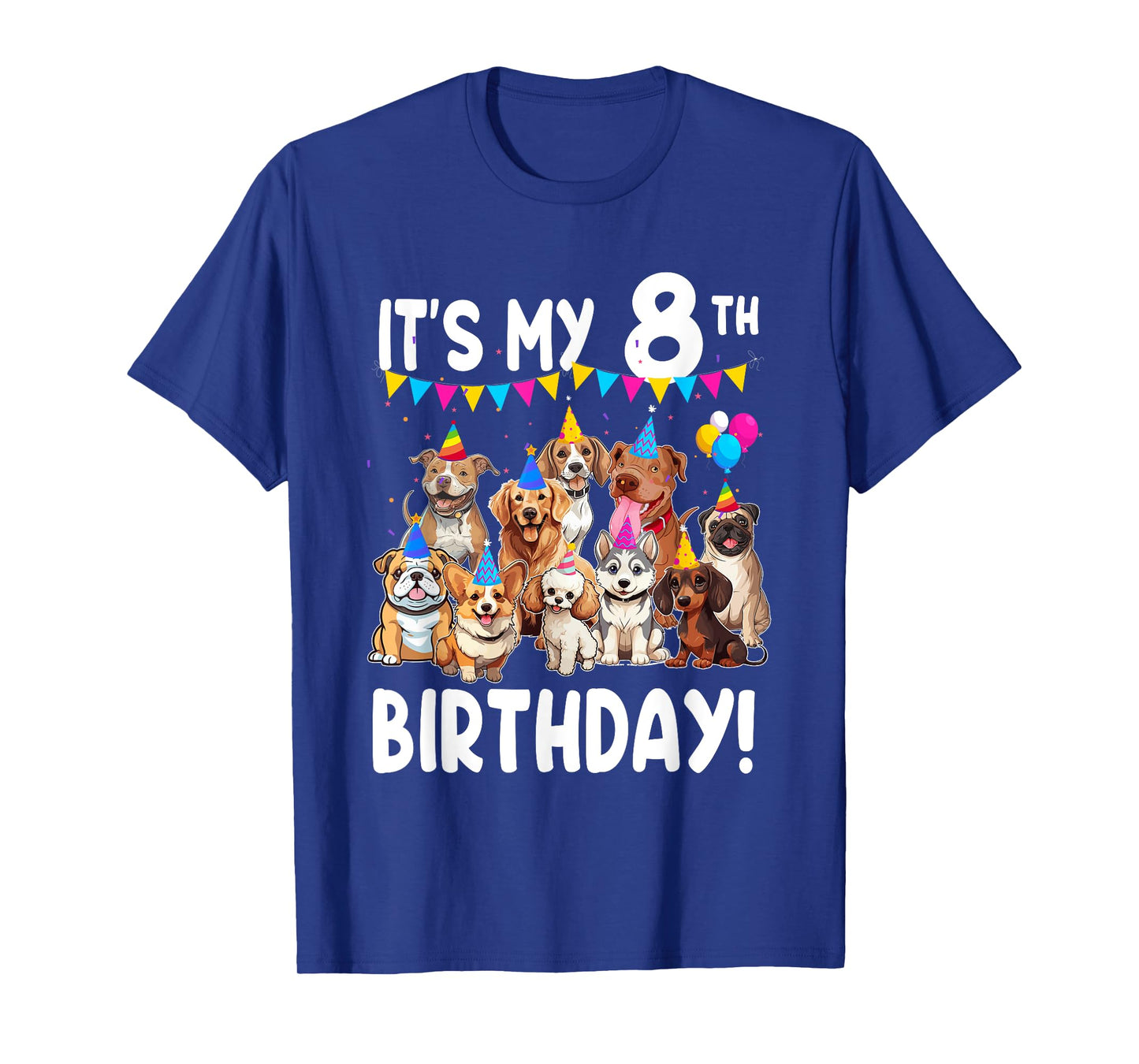 It's My 8th Birthday Dogs Lover Theme 8 Year Old T-Shirt