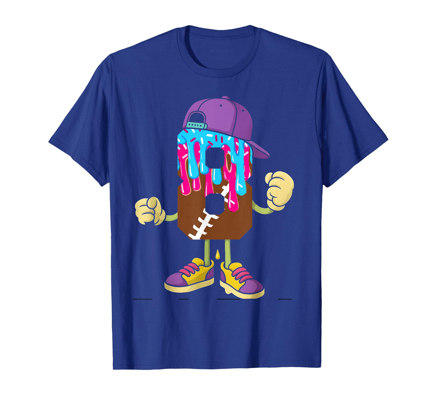 Football 8 Year Old Ice Cream Drip 8th Birthday Boys T-Shirt