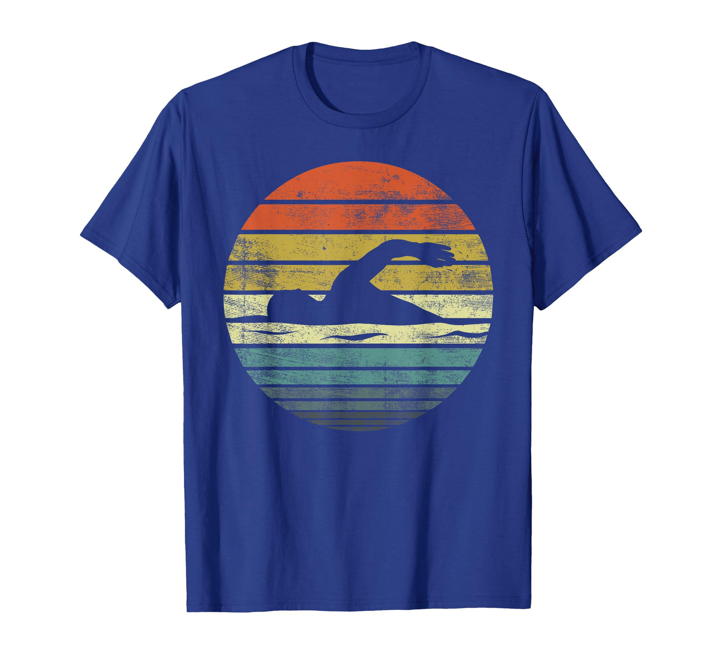 Swimmer Gifts Funny Retro Vintage Sunset Swim Coach Swimming T-Shirt