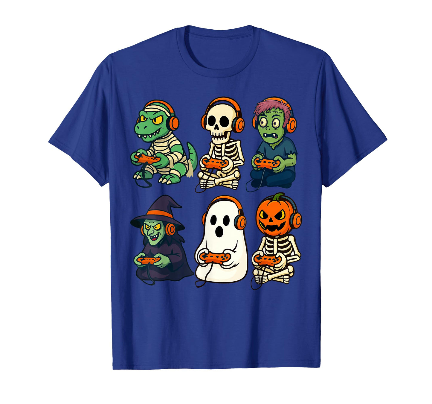 Halloween Boys Kids Gamer Dinosaur Skeleton Ghost Witch T-Shirt