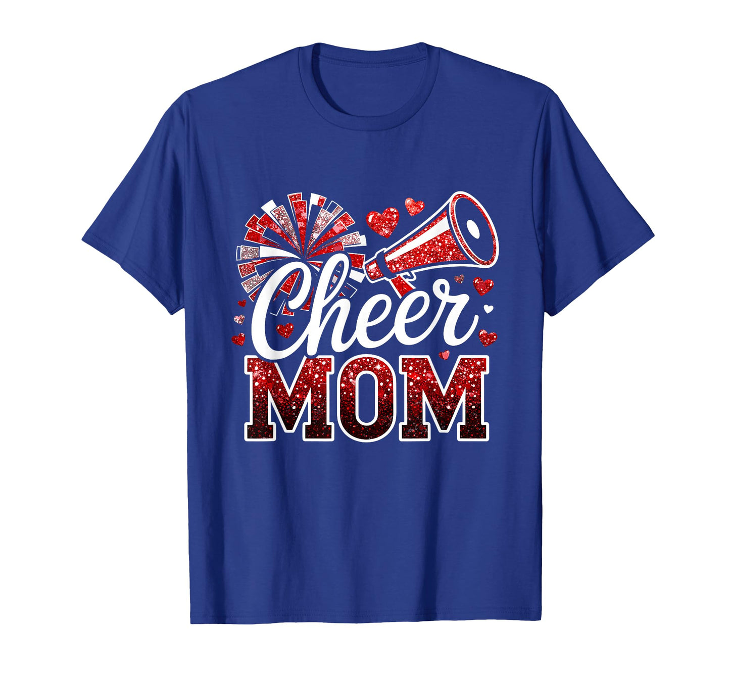 Cheer Mom Red Megaphone Pom Pom Heart Cheerleader T-Shirt