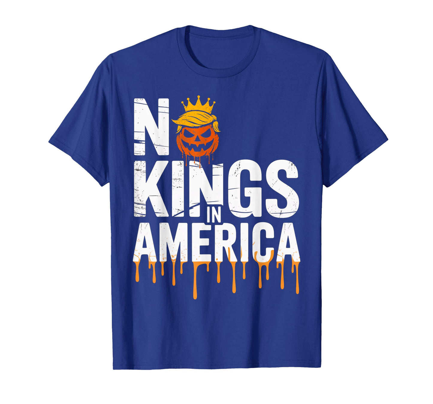Funny No Kings Halloween 2025 Distressed USA Flag T-Shirt