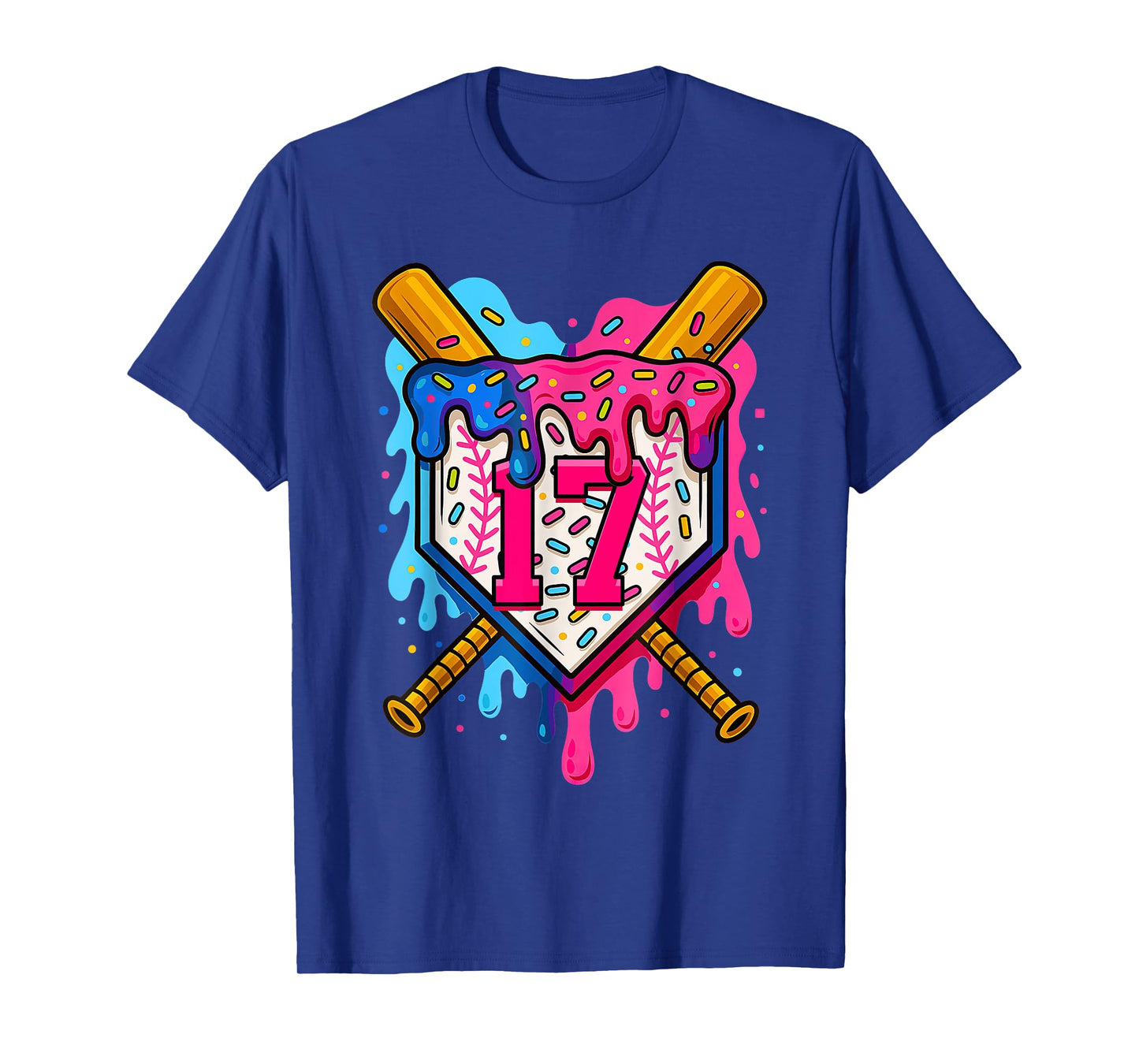 17th Baseball Birthday Ice Cream Drip Boys Girls 17 Years T-Shirt