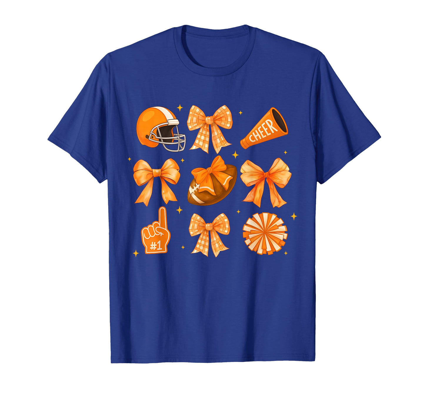 Orange Football Game Day Coquette Bow Touchdown Season T-Shirt