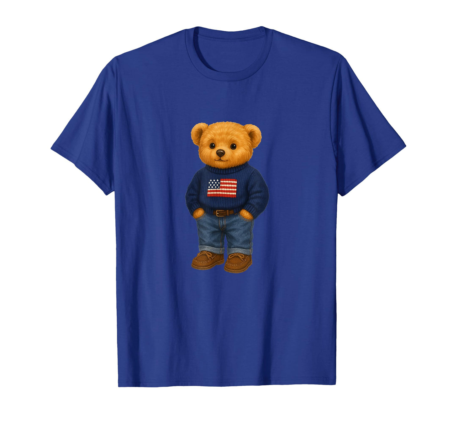 Cool American USA Teddy Bear Illustration Graphic Designs T-Shirt