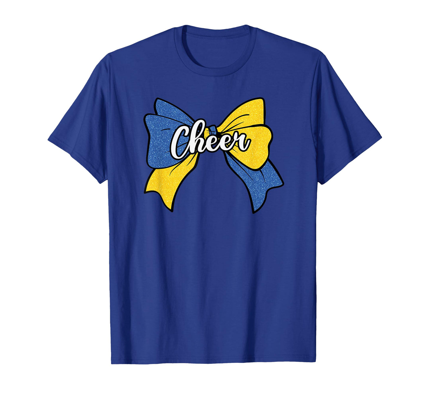 Cheer Coquette Bow Blue Yellow Cheerleader Cheerleading T-Shirt