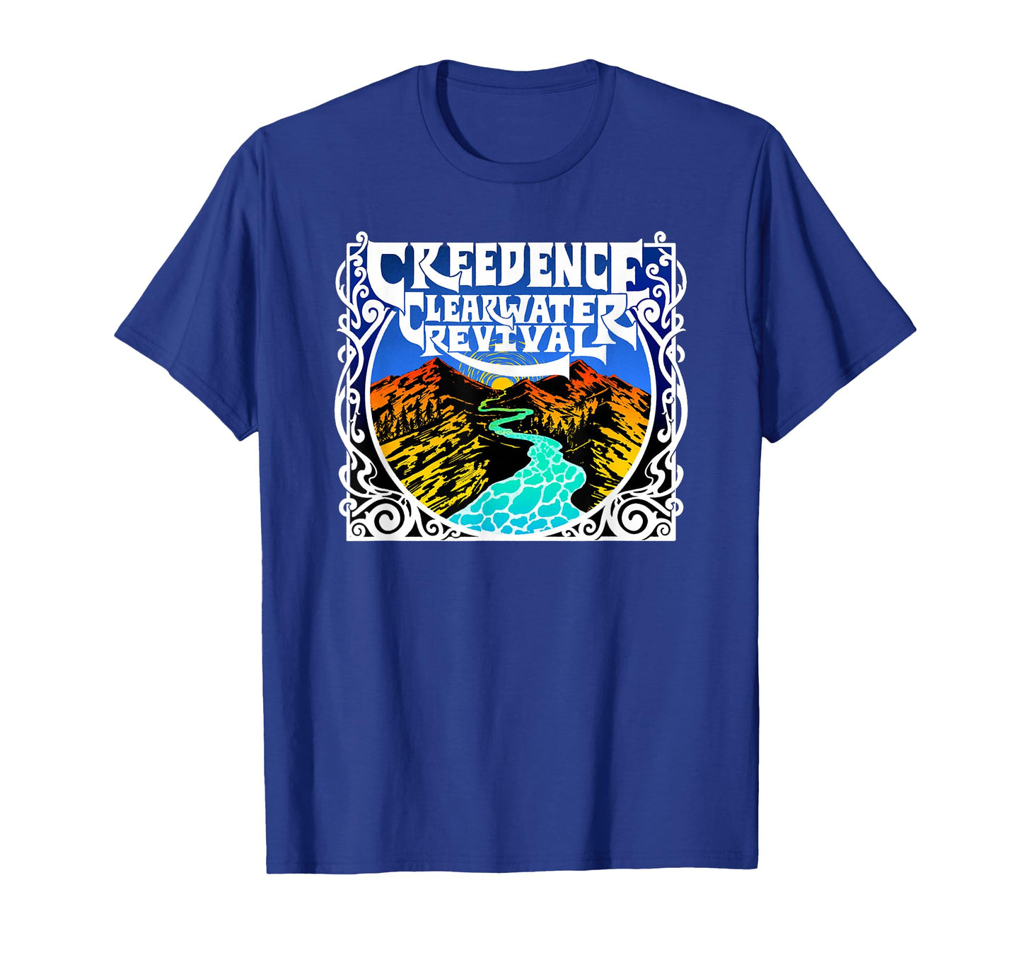 Creedence Clearwater Revival Unisex Adults Kids Blue Short Sleeve Cotton Polyester Blend Classic Fit T-Shirt Small
