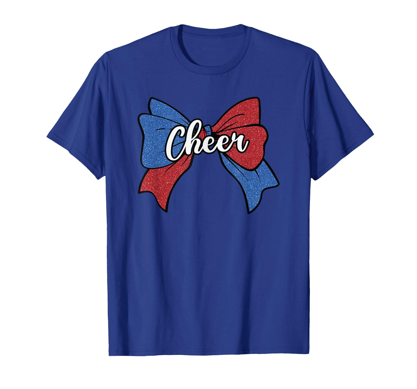 Cheer Bow Blue Red Funny Sport Cheerleader Cheerleading T-Shirt