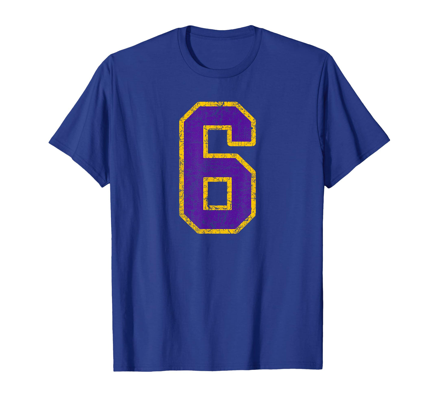 Purple Gold Number 6 Jersey Player Uniform #6 Grunge T-Shirt