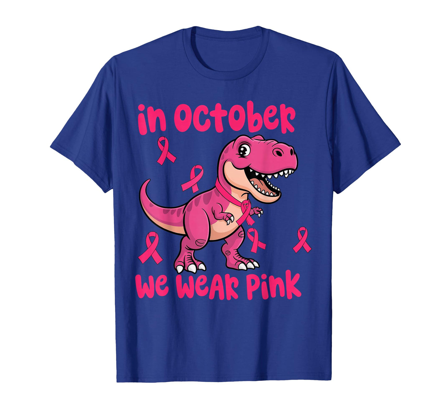 in October We Wear Pink Breast Cancer Trex for Boys Kids T-Shirt