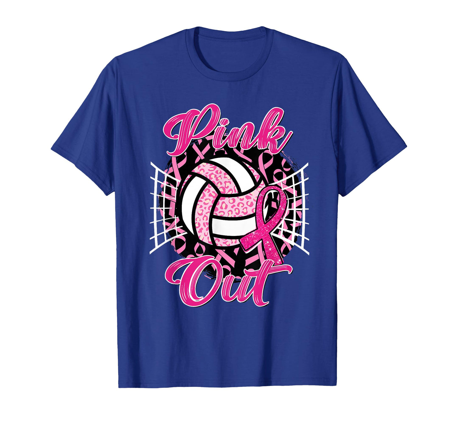 Pink Out Volleyball Breast Cancer Awareness Support Ribbon T-Shirt