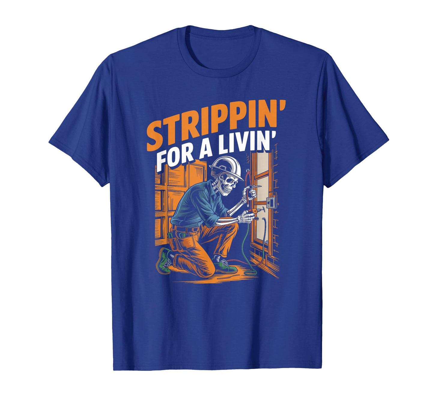 Trippin' For A Livin' Funny Skeleton Electrician Lover T-Shirt