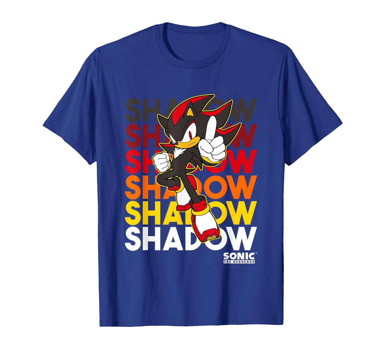 Sonic The Hedgehog Shadow Stacked Text Cool Logo T-Shirt