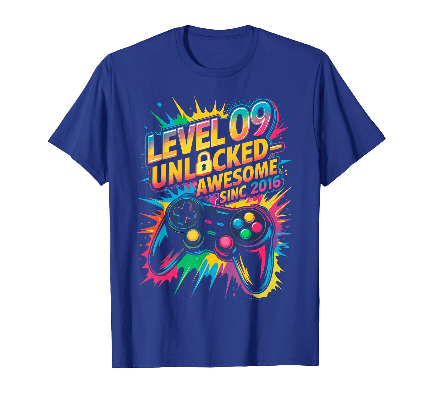 Awesome Since 2016 9th Birthday Level 9 Unlocked Gamer T-Shirt