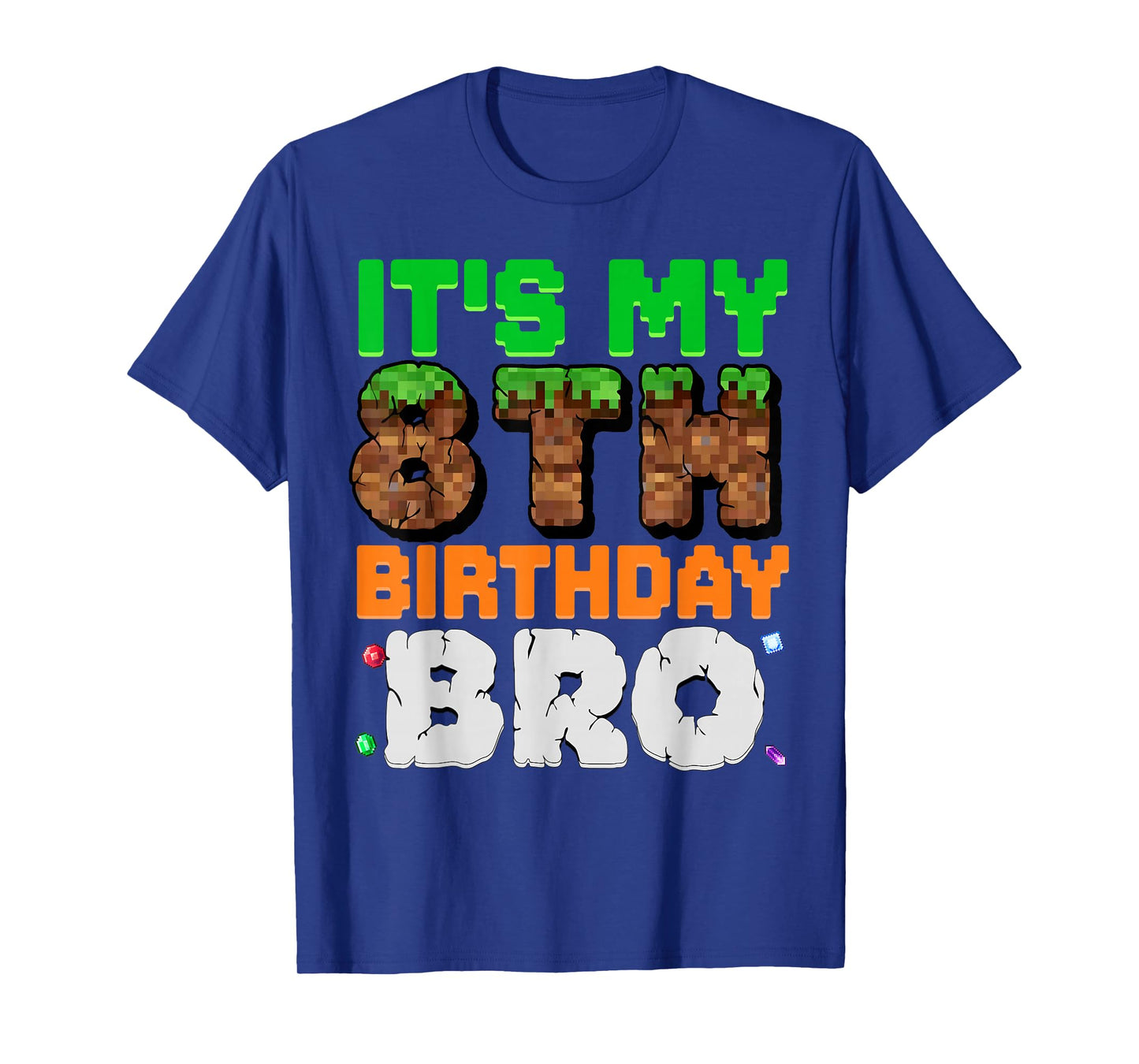 It's My 8th Birthday Bro Pixel Game 8 Year Old Birthday Boy T-Shirt