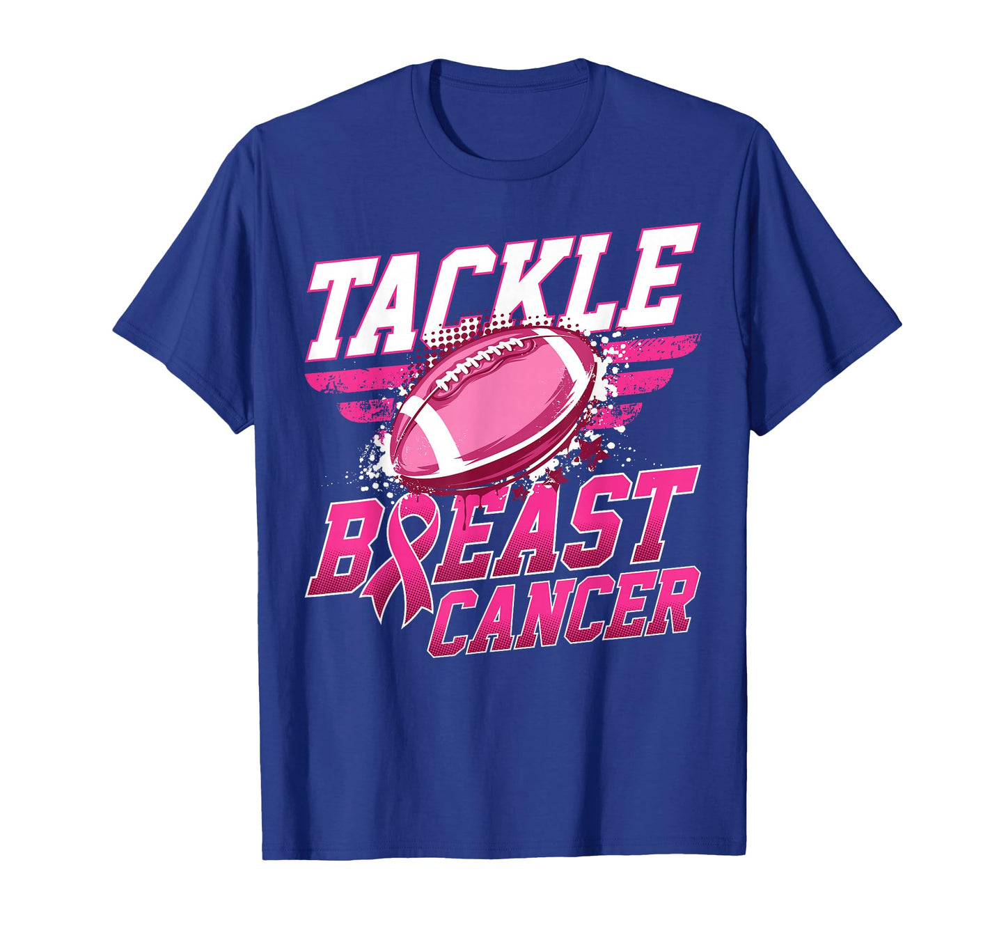 Tackle Breast Cancer Awareness Football Pink Ribbon Men Boys T-Shirt