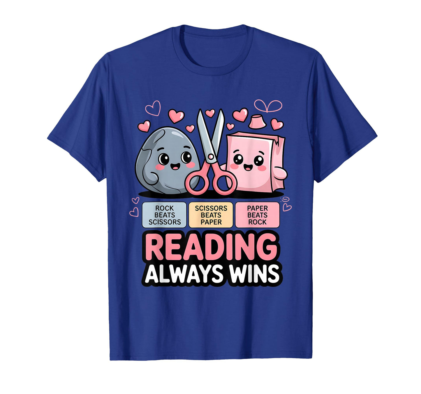 Rock Paper Scissors Teacher Literacy Reading Always Wins T-Shirt