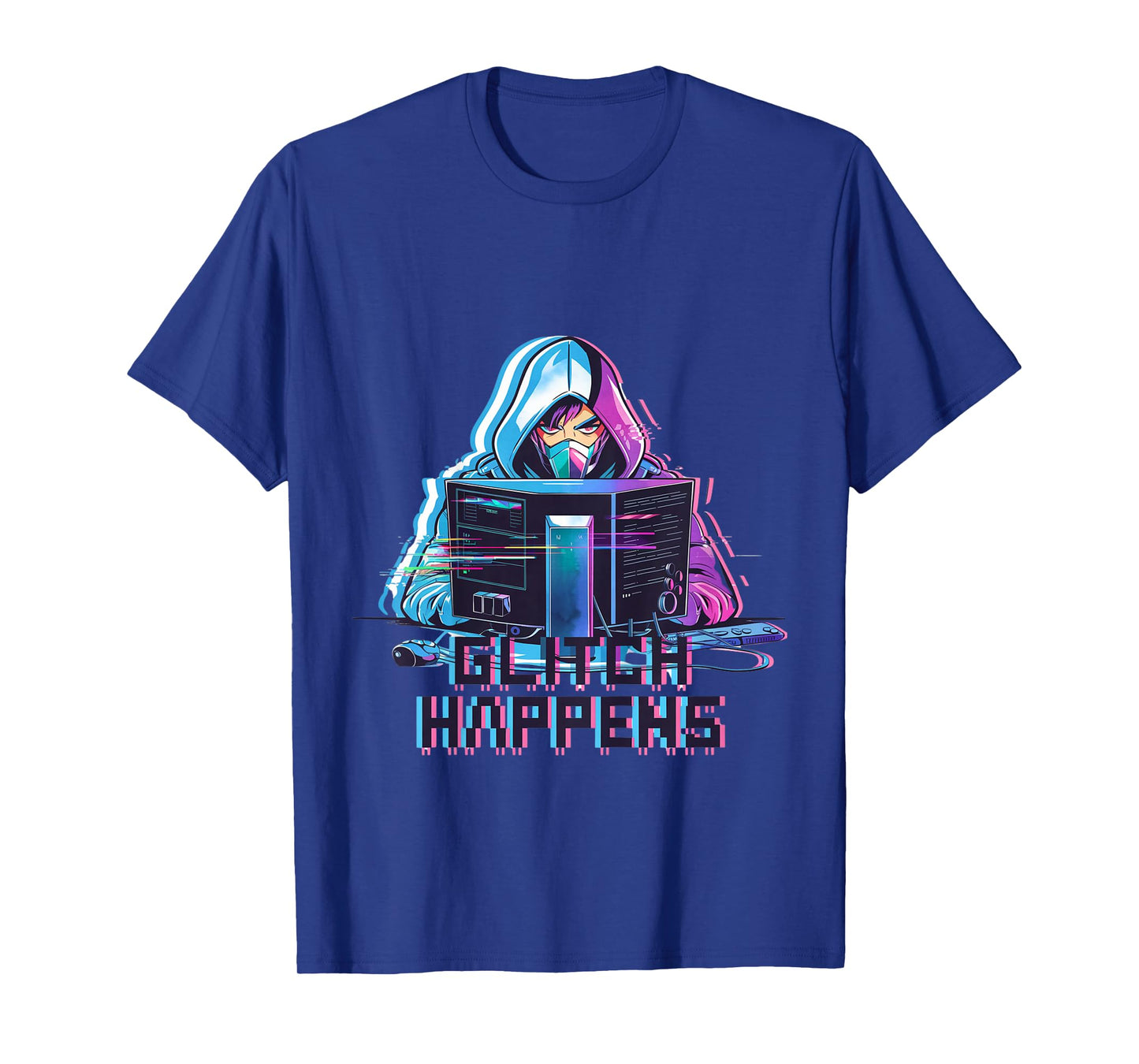 Kids Glitch Happens Anime Gamer Boy Male Futuristic Gaming T-Shirt