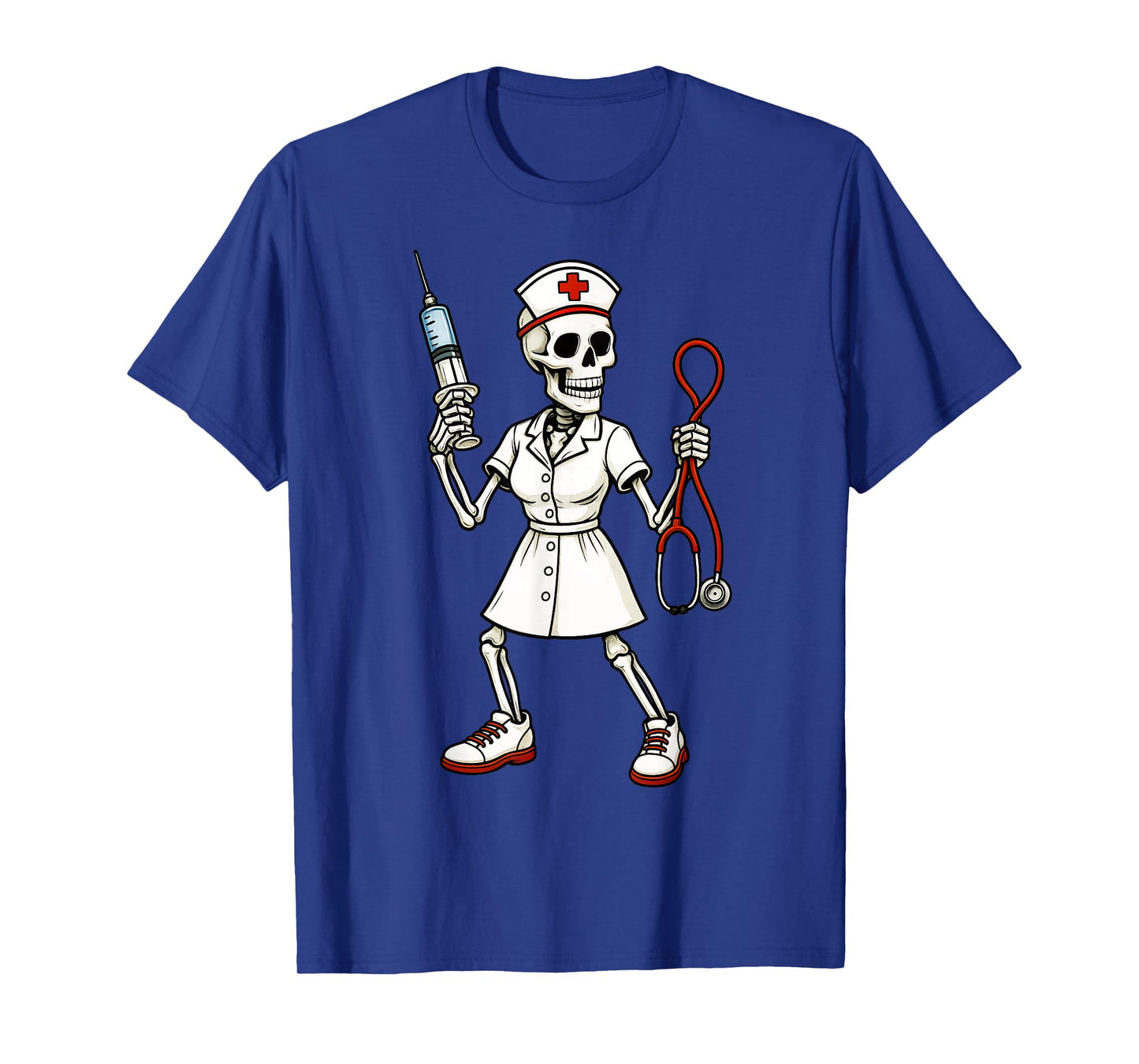 Skeleton Nurse Nursing Health Worker Halloween T-Shirt