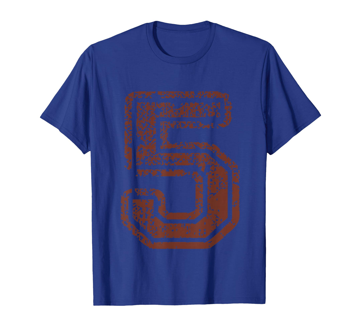 Big Maroon Color Number 5 Five Grunge Distressed Design T-Shirt