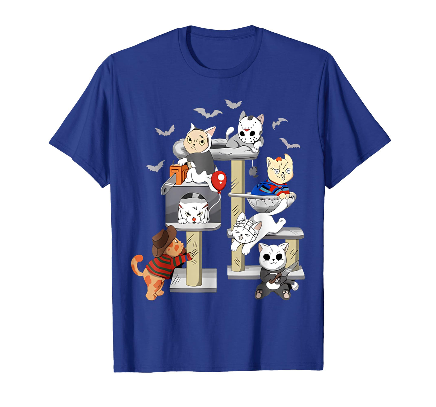 Funny Cat Horror Movies Cute Halloween Cat Lovers Matching T-Shirt