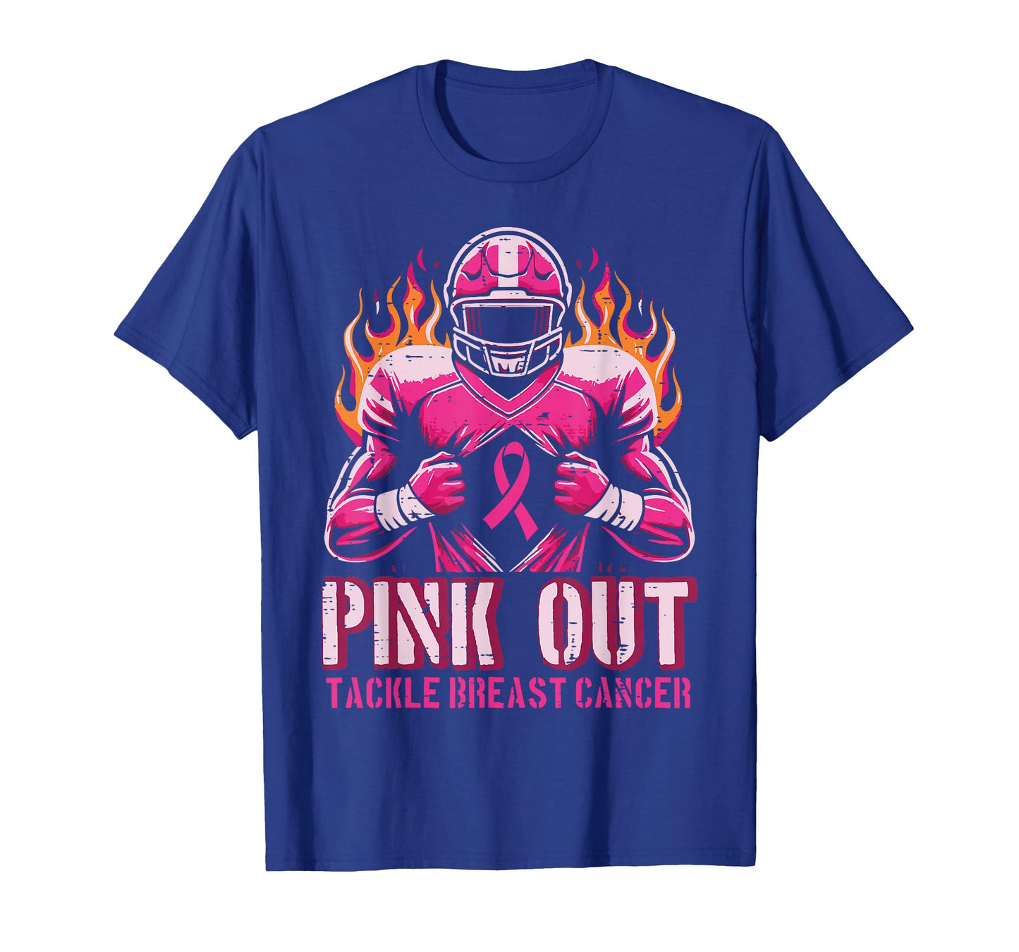 Pink Out Tackle Breast Cancer Football Aware Men Boys Kids T-Shirt