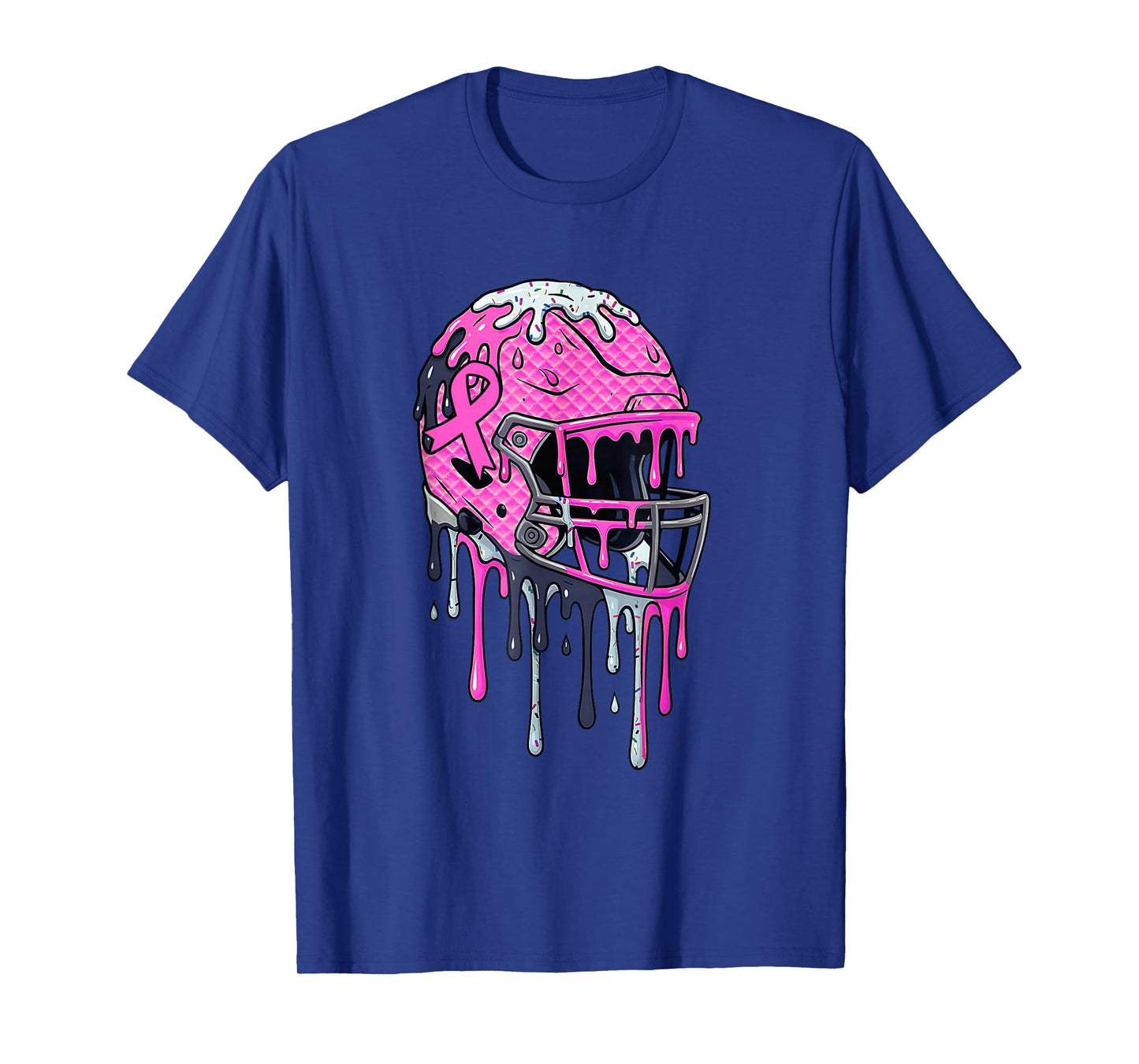 Pink Football Helmet Breast Cancer Ice Cream Drip Boys Kids T-Shirt