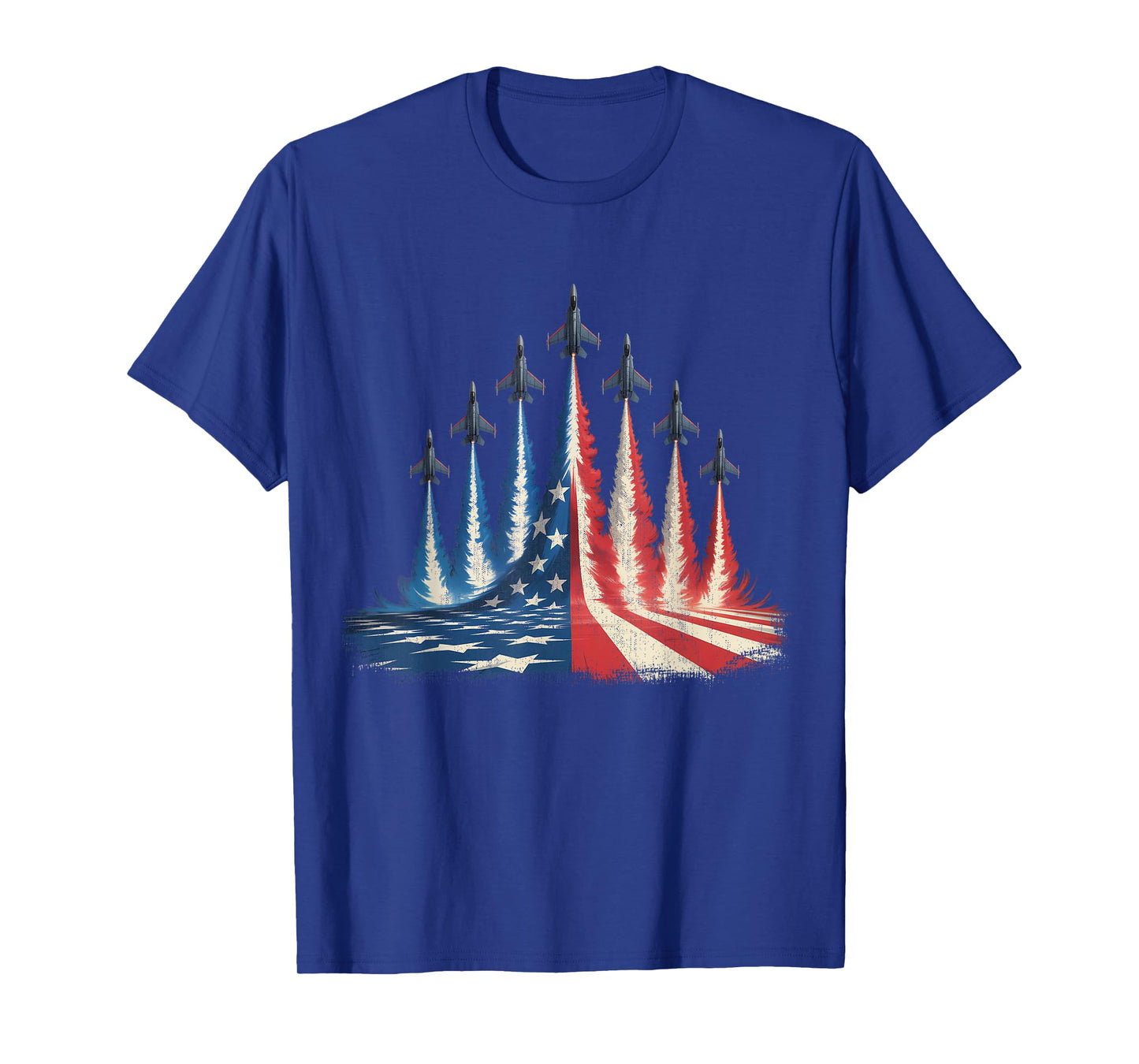 Fighter Jet American Flag 4th of July Tee T-Shirt