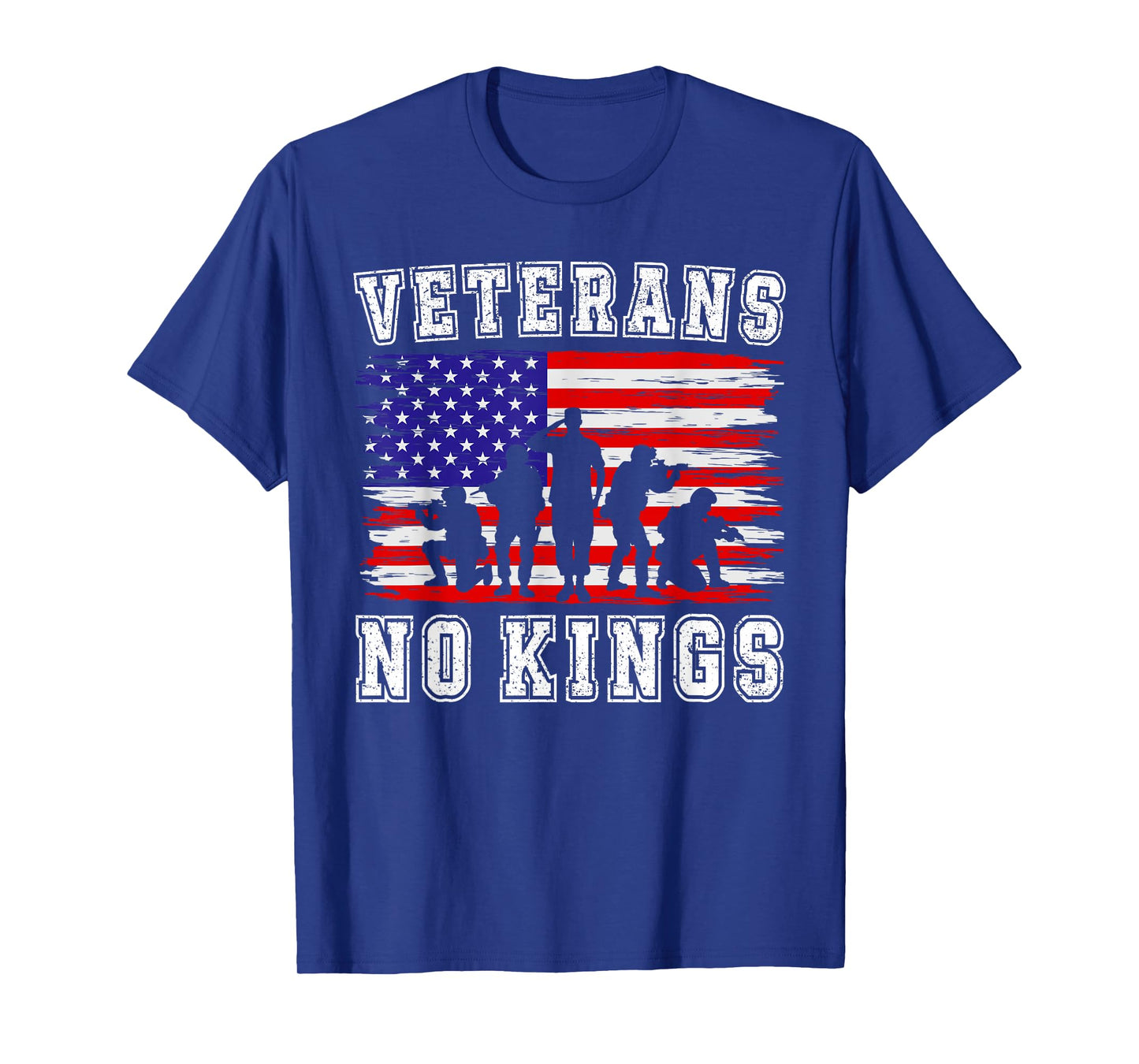 No Kings Veterans Patriotic American Flag Veterans Day Retro T-Shirt