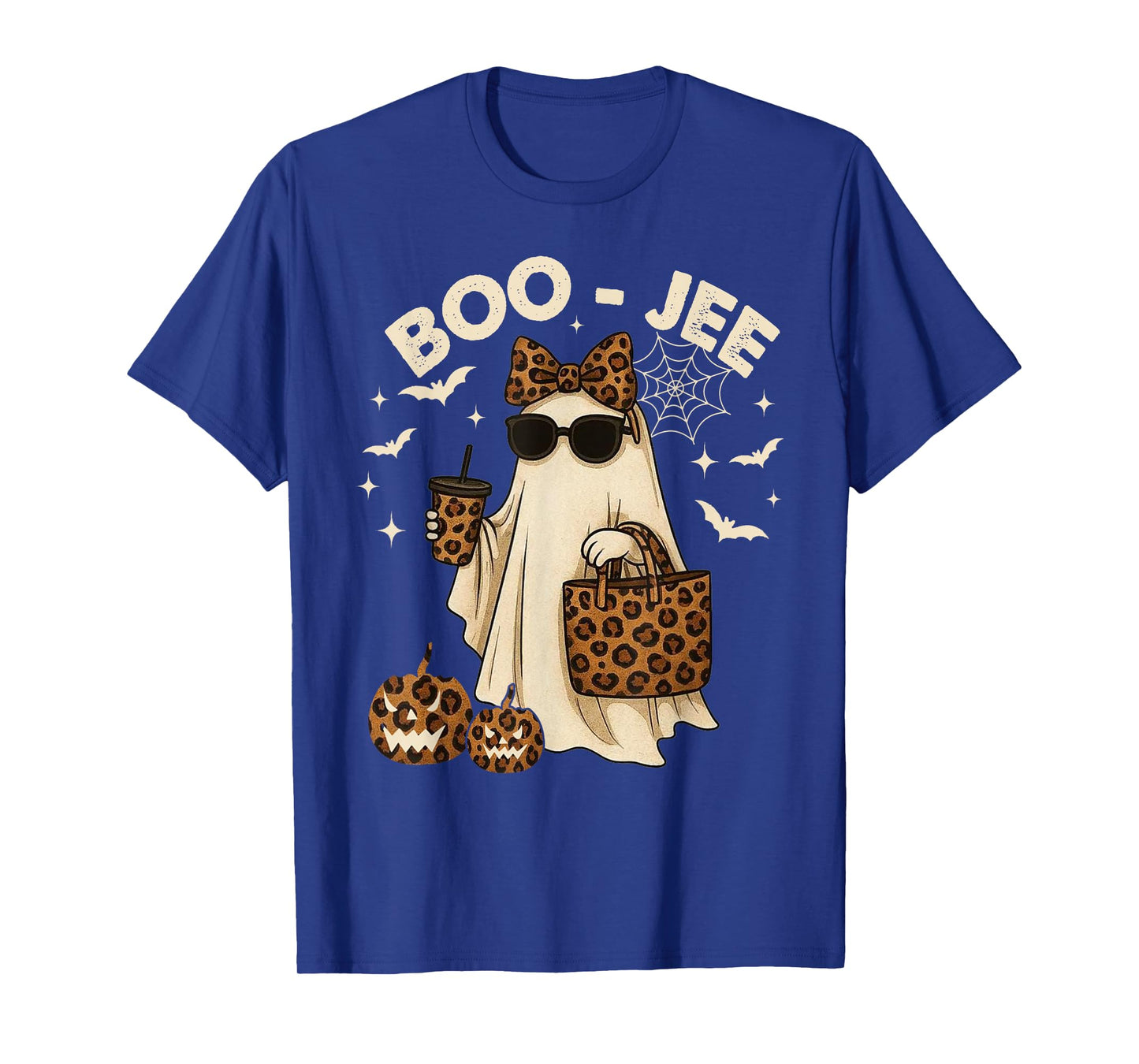 Coquette Leopard Ghost Coffee Boo JEE Halloween Boujee Ghost T-Shirt