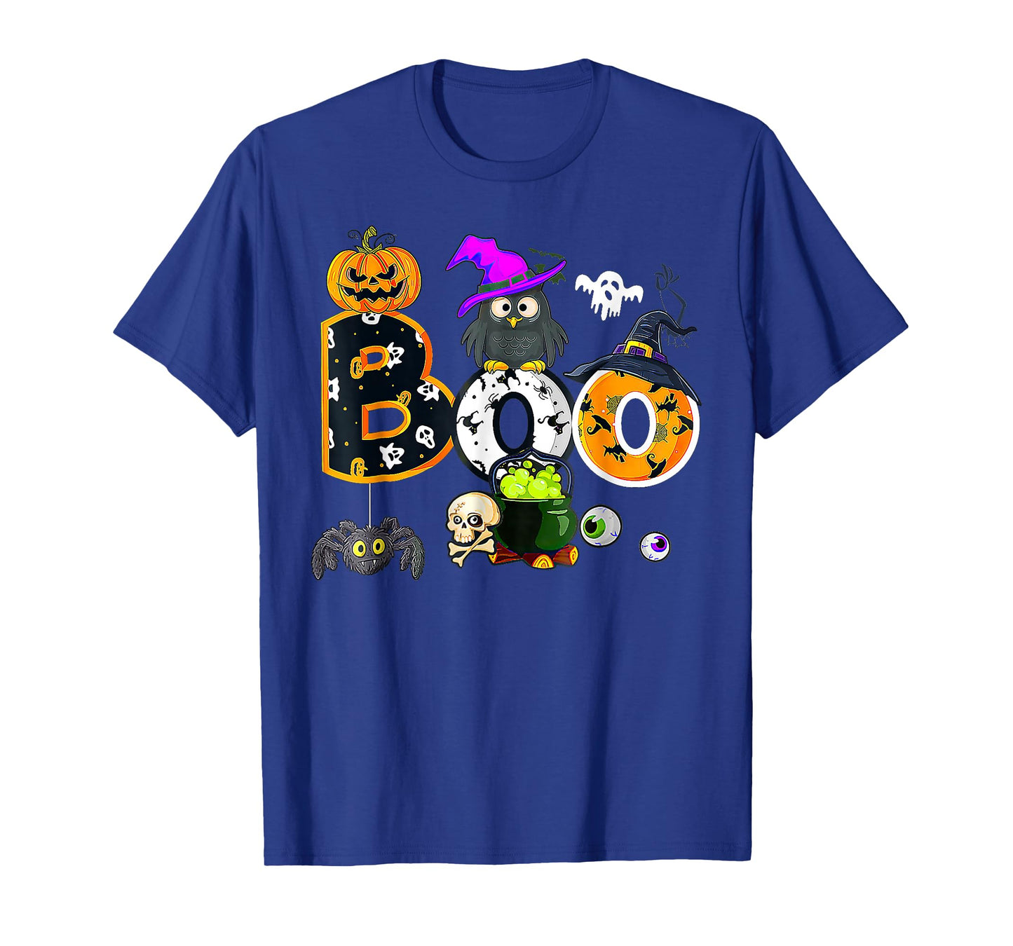Boo Creepy Owl Pumpkin Ghost Halloween T-Shirt
