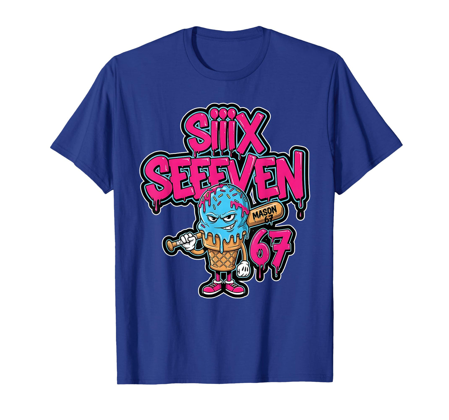 Six Seven 67 Baseball Player Ice Cream Drip Meme Lifestyle T-Shirt