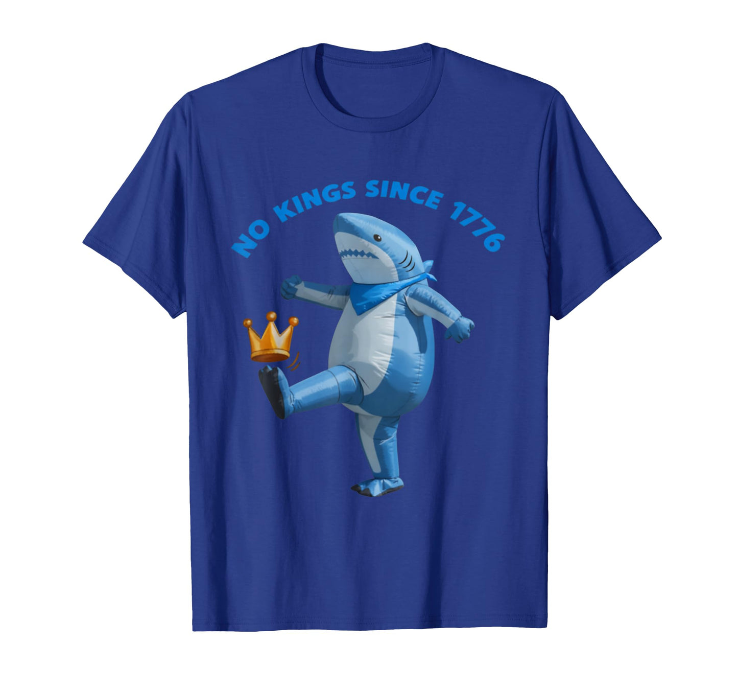 No Kings Since 1776 Portland Shark Kicking Crown Retro T-Shirt