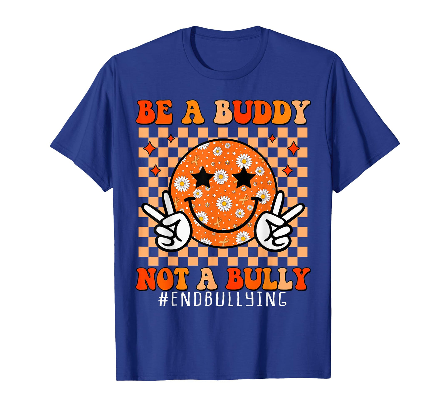 Groovy Unity Day Kids Anti Bullying Checkered Orange Day T-Shirt