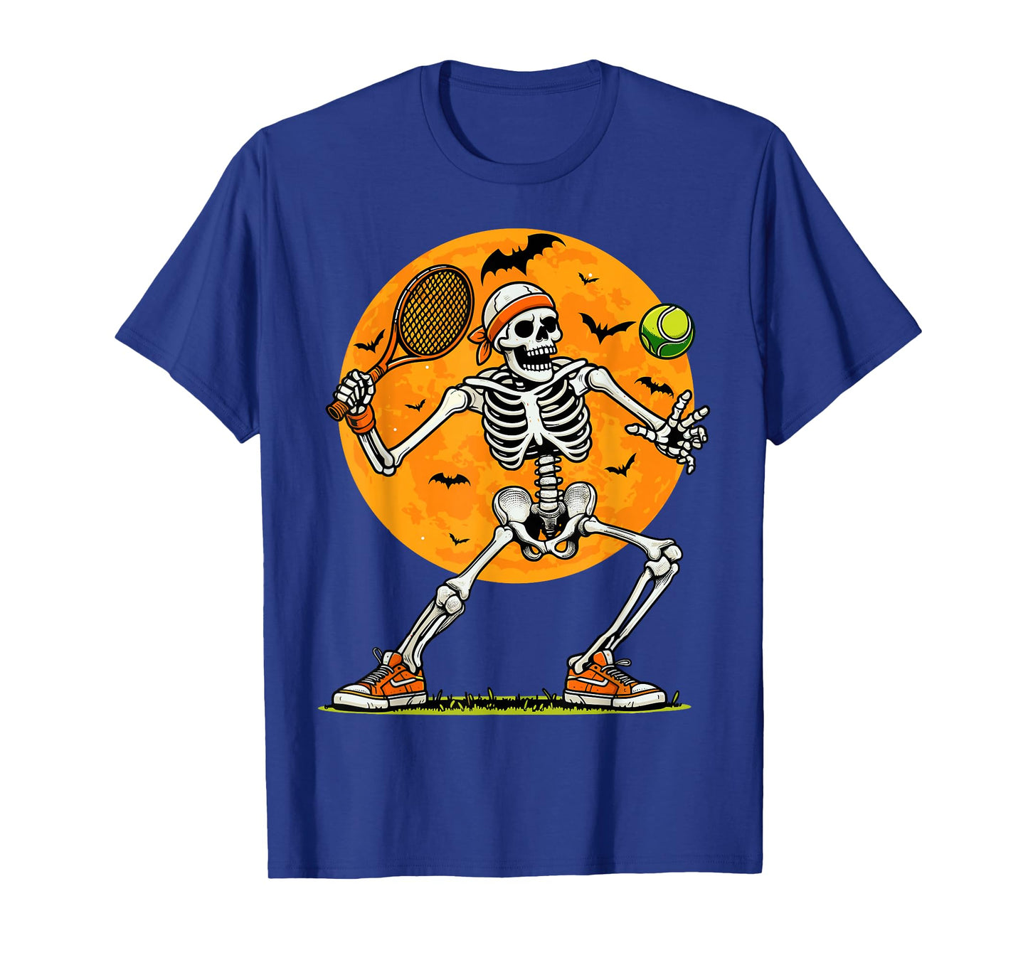 Tennis Skeleton Spooky Boys Funny Halloween Tennis Player T-Shirt