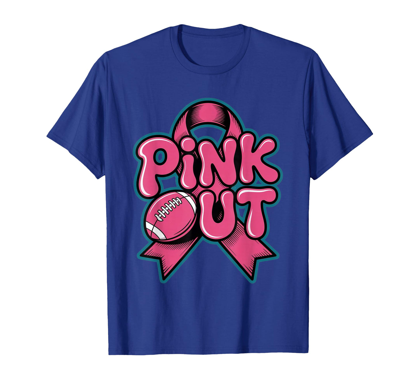 Pink Out Football Bow Breast Cancer Awareness Pink Ribbon T-Shirt