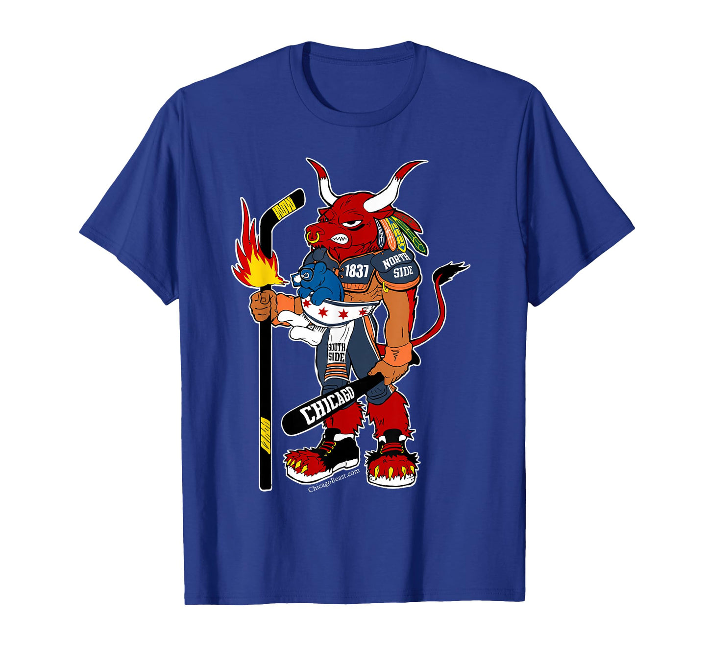 Creatureopolis Chicago Beast Black Cotton T-Shirt - Classic Fit, Round Neck, Short Sleeve, Adult Size