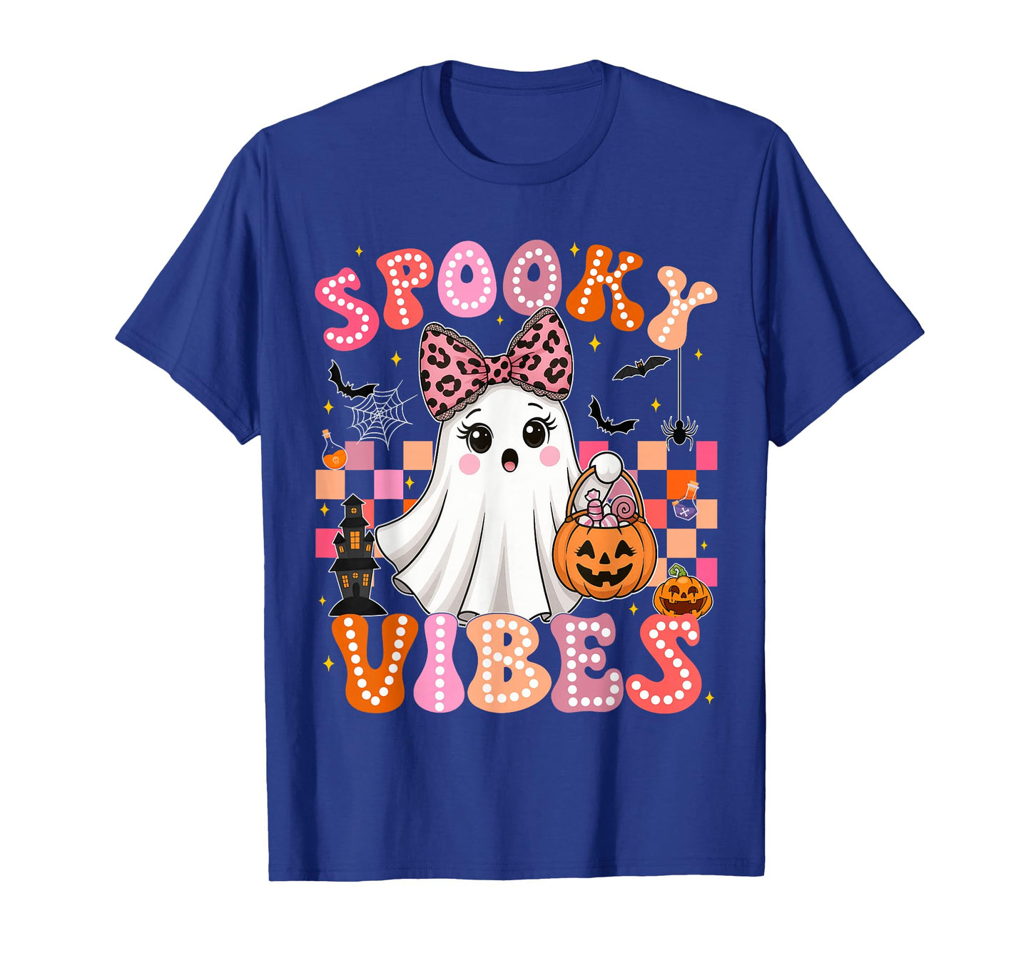 Groovy Spooky Vibes Cute Boo Ghost Halloween Costumes Girls T-Shirt