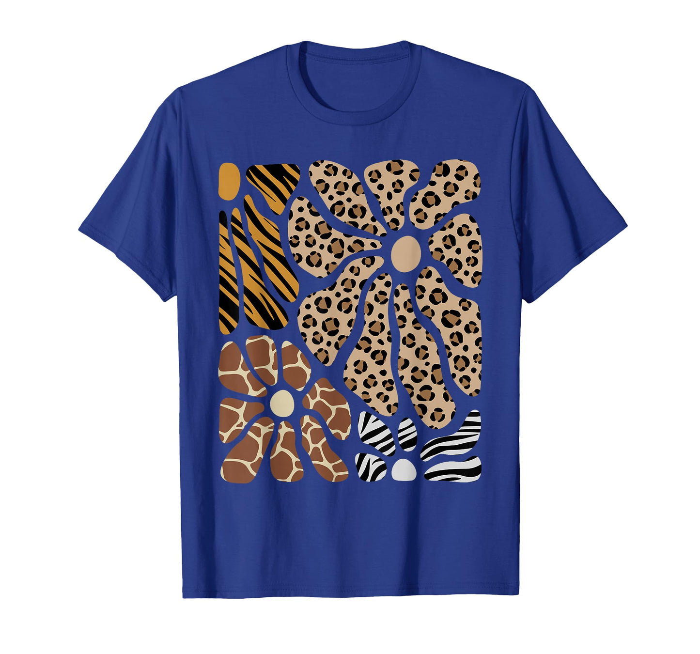 Safari Floral Boho Flowers Cute Animals Girls Leopard Print T-Shirt