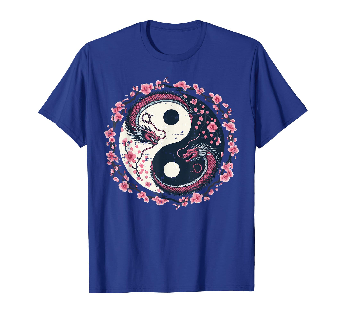 Dragon Sakura Yin Yang Japanese Cherry Blossoms Women Girls T-Shirt