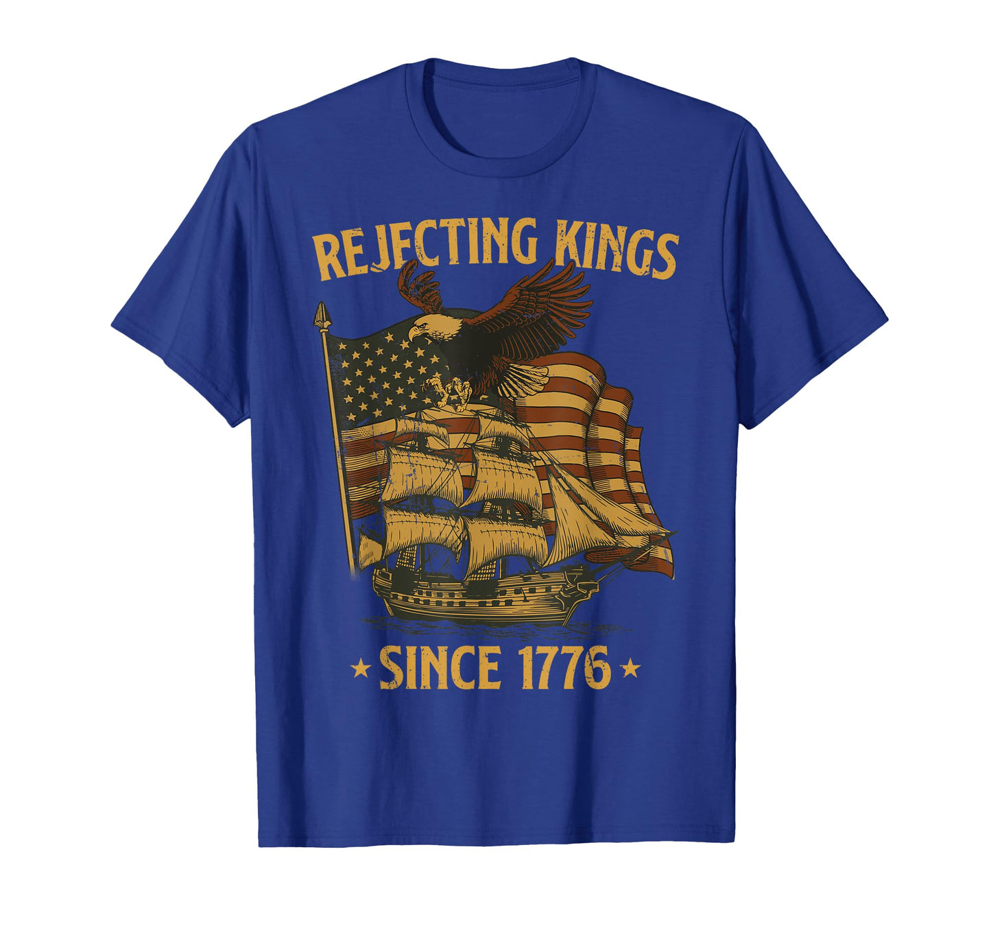 Rejecting Kings Since 1776 Bald Eagle Patriotic USA Flag T-Shirt