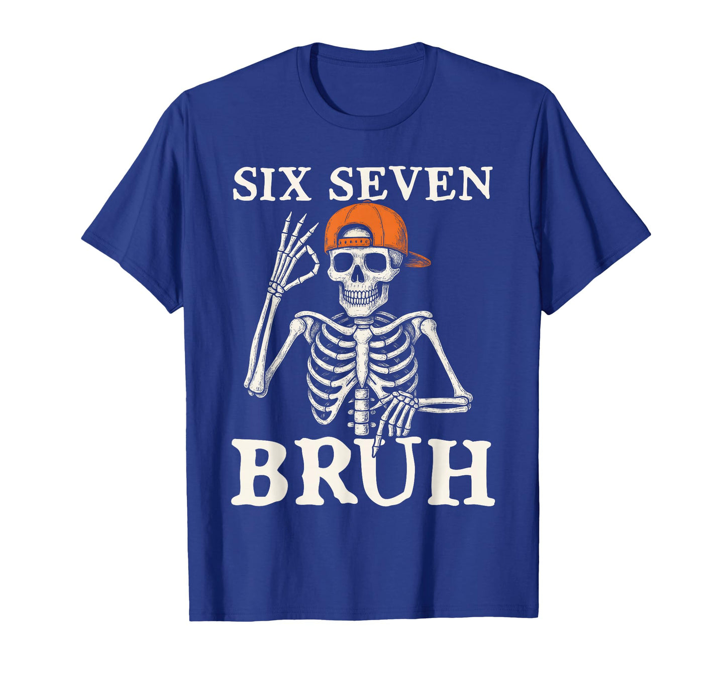 6 7 Bruh Meme Gen Alpha Halloween Skeleton Six Seven Boys T-Shirt
