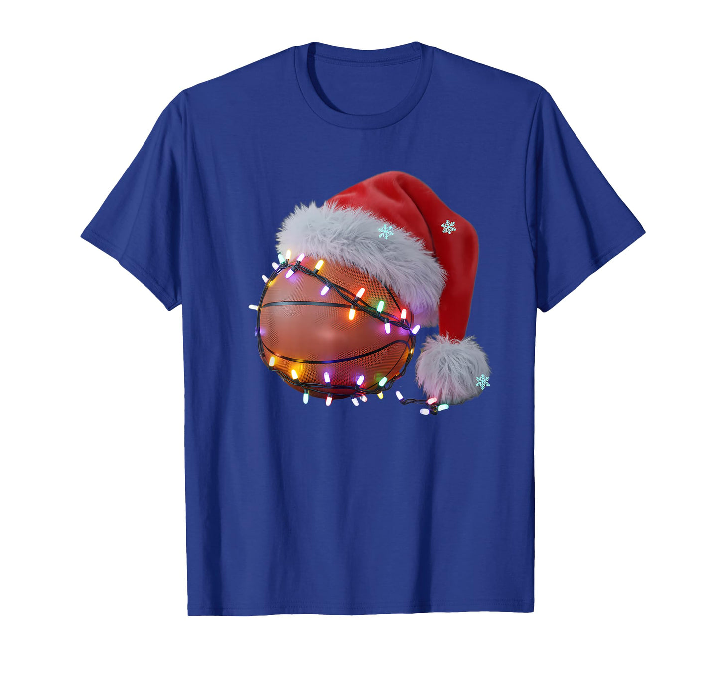Christmas Basketball Santa Hat Funny Holiday T-Shirt